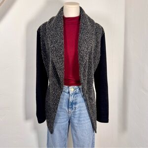 Joseph Ribkoff Textured Shawl Collar Jacket– Black & Gray Bouclé Knit